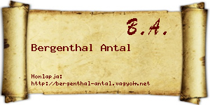 Bergenthal Antal névjegykártya
